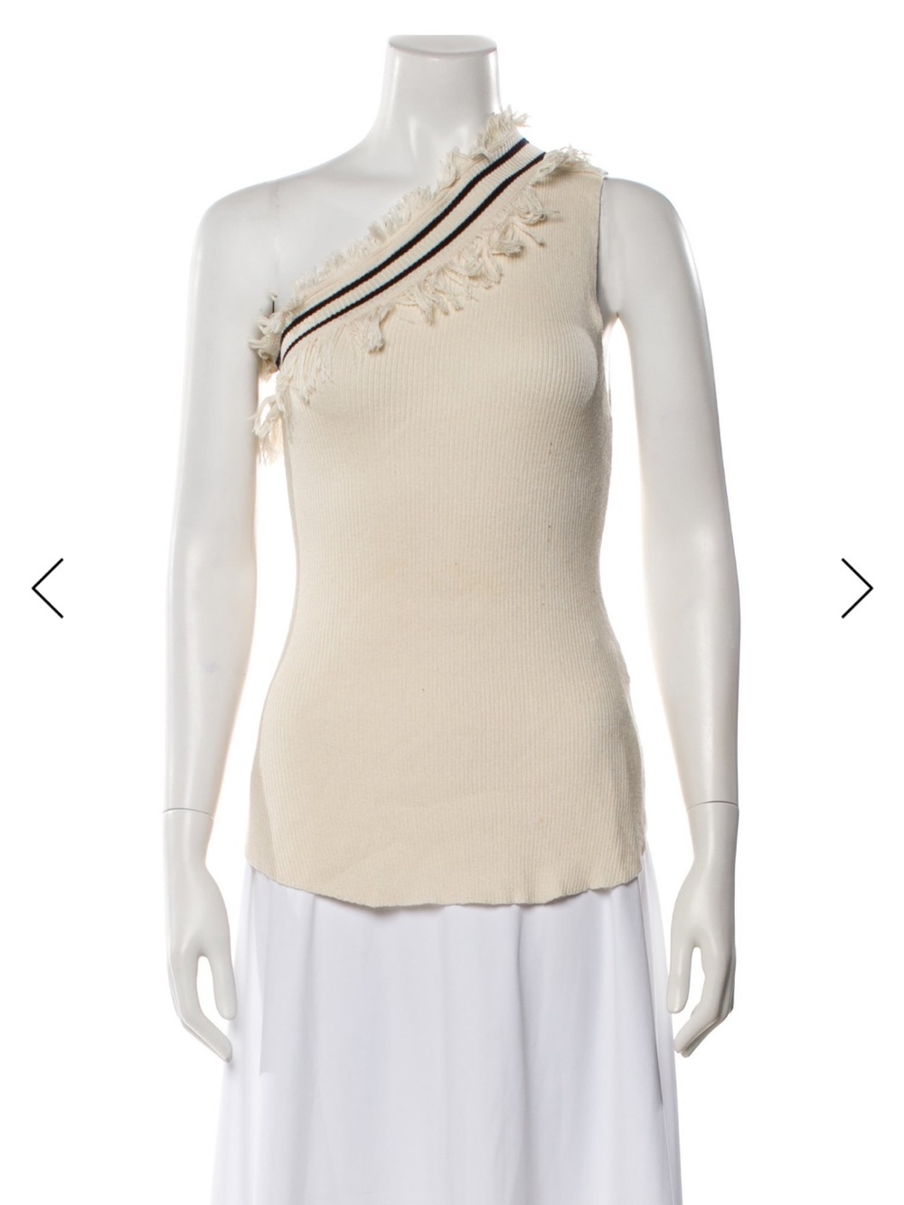 Ulla Johnson Fringe Cream One Shoulder Cotton Top